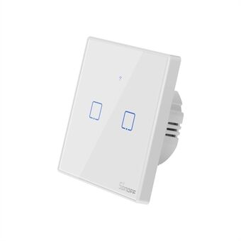 SONOFF T2EU2C-TX 86 WiFi Smart Switch APP RF433 Fjernbetjening til Alexa Google Home EU-stik - 2 Gang
