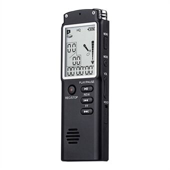 T60 32GB Støjreduktion Digital stemmeaktiveret stemmeoptager MP3-afspiller 1536Kbps HD-optagelse Dobbelt kondensatormikrofon med WAV MP3-afspiller Telefonoptagelse til mødeforedrag Interviewklasse - sort