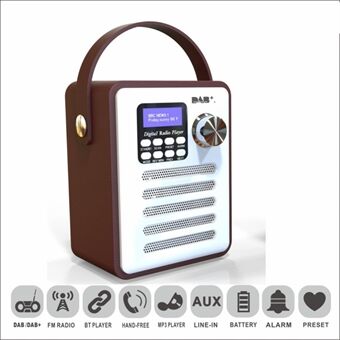 Bærbar DAB-H6 Wood DAB digital radioafspiller Bluetooth MP3-afspiller Understøtter TF-kort og Flash