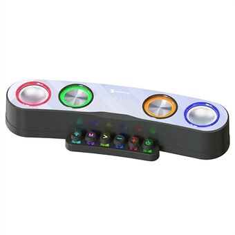 NR555 Desktop Bluetooth Speaker with Colorful LED Light Computer Audio Portable Speaker Cool Subwoofer Sound Amplifier Support TF Card Radio (CE)