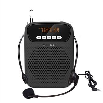 SHIDU S278 15W Portable Voice Amplifier Wired Microphone FM Radio AUX Audio Recording Bluetooth Speaker for Teachers Instructor