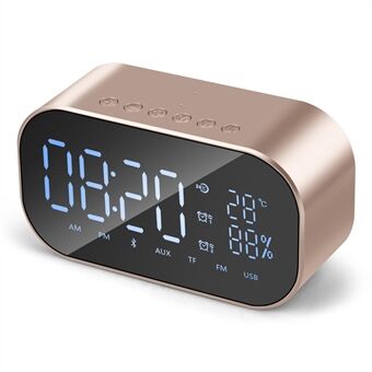 S2 Digital Mirror Screen Dobbelt Alarm Clock Radio Trådløs Bluetooth Højttaler Deep Bass Højttaler