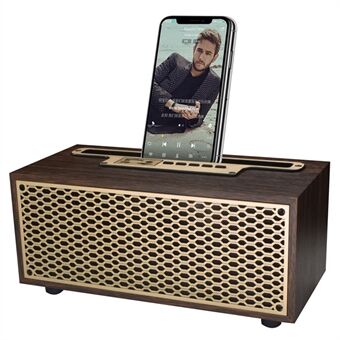 XM-5H Vintage Wooden Appearance Portable Speaker Wireless Bluetooth Connectivity Phone Stand Holder Slot 1200mAh Battery Built In