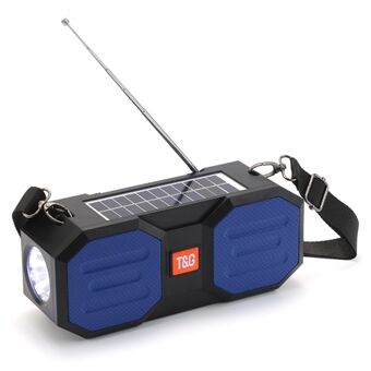 T&G TG634 Solar Genopladelig Bluetooth Højttaler Outdoor Trådløs FM Radio Stereo Subwoofer med LED lommelygte