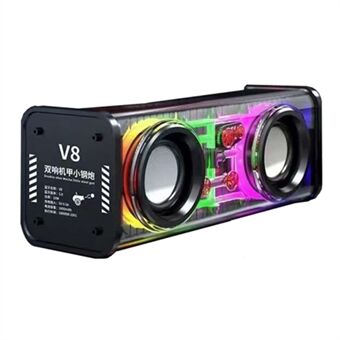 V8 Transparent Mecha Music Speaker Bluetooth 5.0 trådløs subwoofer med RGB lys