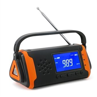 4000mAh Emergency Weather Radio AM/FM/WB Flashlight Portable Power Bank Solar Charging with LCD Display