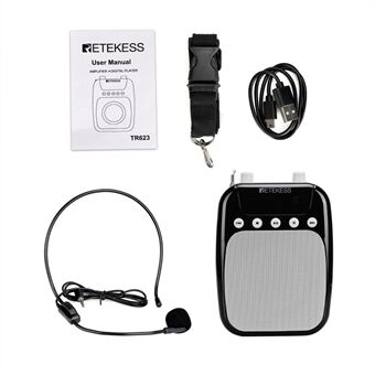 RETEKESS TR623 Megaphone Portable Voice Amplifier Teacher Microphone Speaker FM Recording with MP3 Player FM Radio TF Card USB