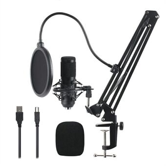 BM800 USB Streaming PC Microphone Kit 192KHz/24Bit Condenser Mic for Podcasting Gaming Home Recording - Black