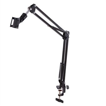 Extendable Recording Microphone Holder Suspension Boom Scissor Arm Stand with Mic Clip Table Mounting Clamp