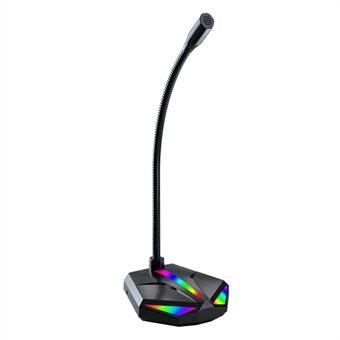 360-Degree Adjustable Computer USB Wired Microphone Plug and Play RGB Light Gaming Voice Recording Tool Mic