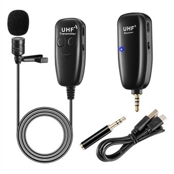 U12G UHF Trådløs Lavalier Mikrofon Revers 50m HD Lydinterview Stemmeoptagelsesmikrofon med sendermodtager