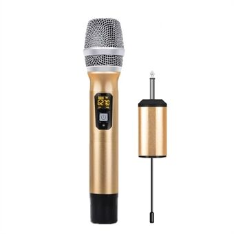 Wireless Handheld Microphone UHF Dynamic Mic System with Receiver for Computer Karaoke Conference - Gold