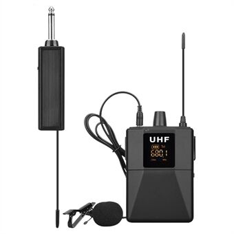 UHF 50M 30-Channel Microphone Transmitter Receiver System Mini Lavalier Mic for SLR Camera Phone Interview Video Recording