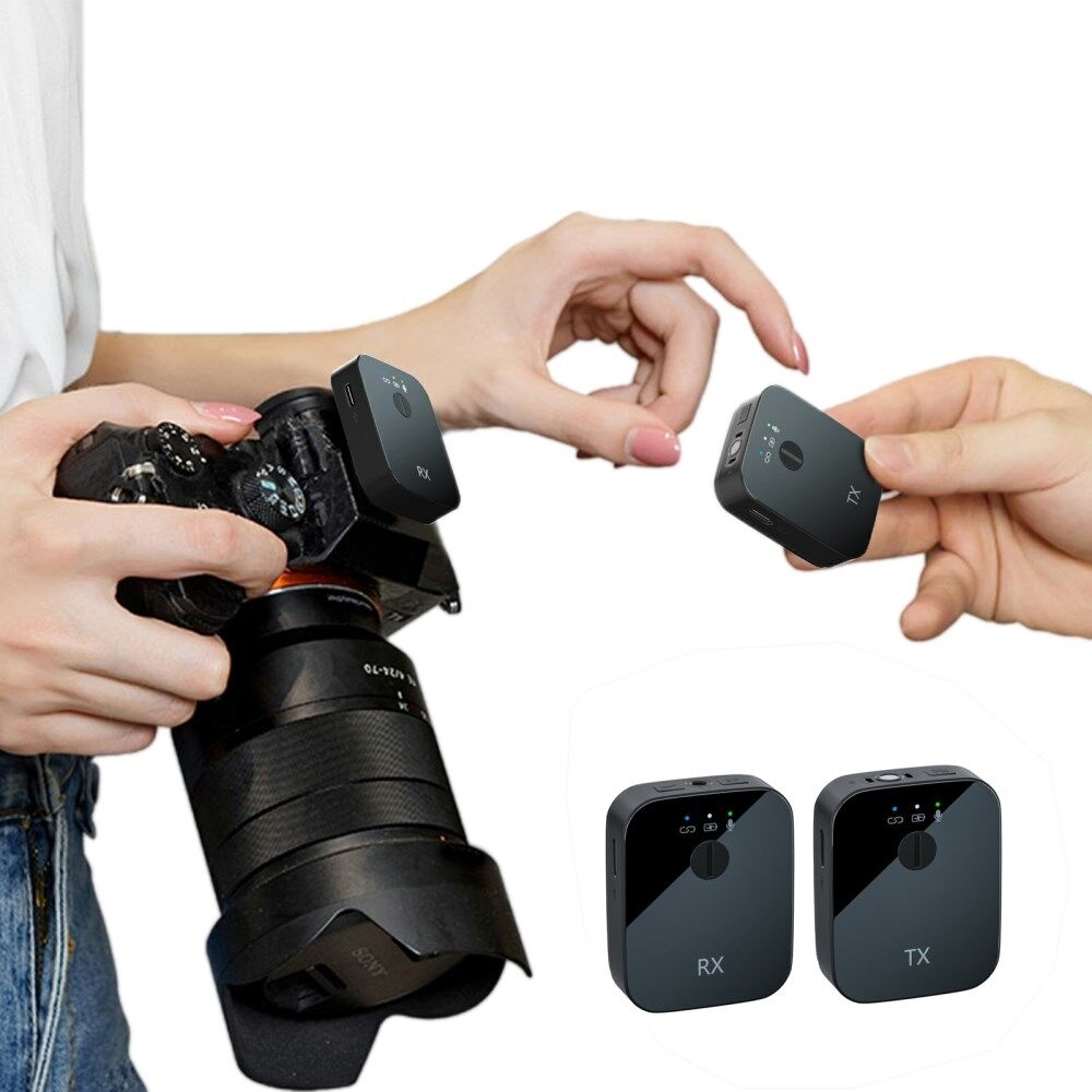 2,4G trådløs Lavalier-mikrofon-sendermodtager til smartphone-kamera