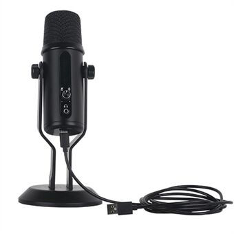 A33 LED Voice Control Breathing Light USB Unidirectional Condenser Microphone One-Key Noise Reduction Mic for Recording/Singing/Teaching/Gaming/Live Broadcast