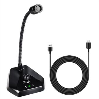 JIY Wired Condenser Microphone Computer Desktop Gooseneck Microphone with 3.5mm Interface for Conference Gaming Live-stream Voice Recording (USB Version, without RGB Breathing Light)