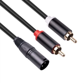 RCA19 1m XLR Male to Dual RCA Male Plug Stereo Audio Cable Cord for Mxing Console Microphone Amplifier