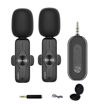 ELEBEST M3x 2.4GHz Wireless Lavalier Microphone Noise Reduction Lapel Recording Mic (1 Receiver+2 Microphones)
