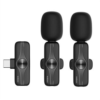 ELEBEST M3Pro 2.4GHz Wireless Lavalier Microphone Type-C Device Mini Size Noise Reduction Recording Mic (2 Mics+1 Receiver)