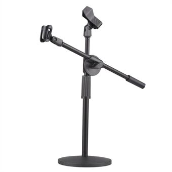 Microphone Stand Dual Purpose Desktop Mic Stand Height Adjustable Mic Mount with Metal Base Mic Clips
