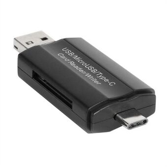 DM-HC45 3-i-1 USB/Micro USB/Type-C TF Hukommelseskortlæser Dataoverførselsadapter OTG Hub til telefon Tablet Computer