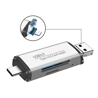 3 i 1 USB 3.0/Type-C/Micro USB TF Hukommelseskortlæser OTG Adapter til Smartphone Bærbar Computer