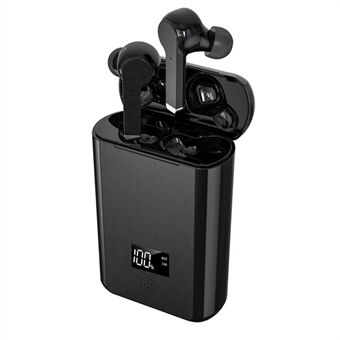 A19 TWS Wireless Bluetooth 5.0 Headset Earphone Dual USB Screen Display Charging Box 5000mAh Power Bank - Black
