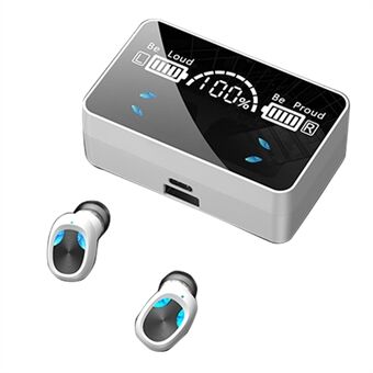 X3 TWS Bluetooth 5.1 Mini Wireless Touch-øretelefon Vandtæt Sports Stereo Musik Opkaldsheadset med spejloverflade LED Display Opladningsetui