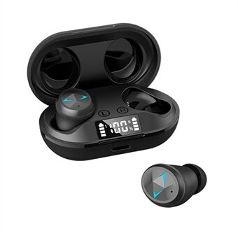 C6 TWS Trådløs Bluetooth 5.0 Sports-øretelefon øretelefoner Digital skærm Vandtæt støjreducerende musikopkaldsheadset - sort