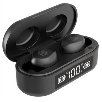 F96 trådløse høretelefoner Bluetooth svedtætte hovedtelefoner med LED Display opladningsetui