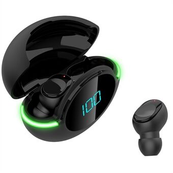 Y80 Bluetooth Headset Sports TWS Øretelefoner Trådløse In-Ear hovedtelefoner med LED Digital Display Atmosphere Light