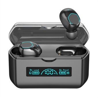 M19 trådløse TWS-øretelefoner Mini Sports Bluetooth 5.2-headset med digital skærm Stereo binaurale øretelefoner med opladningsetui Support Power Bank-funktion