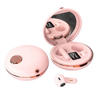 HXSJ S28 trådløst headset til piger TWS-øretelefoner med makeup-spejl, LED-skærm, Bluetooth V5.3-øretelefoner til rejsetræning, løb