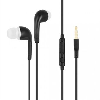3,5 mm headset med ledning i øret med mikrofon og line-in kontrol til Samsung Xiaomi Huawei - Sort