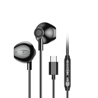 G20T In-ear Stereo Headset HD HIFI Mic Type-C øretelefoner med ledning til Type-C Interface-enheder