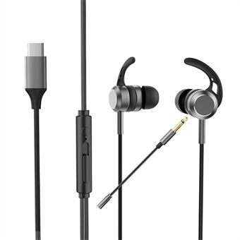 AK-P10 Type-C kabelforbundne gaming-øretelefoner In-ear gamer-hovedtelefoner med dobbelt mikrofon