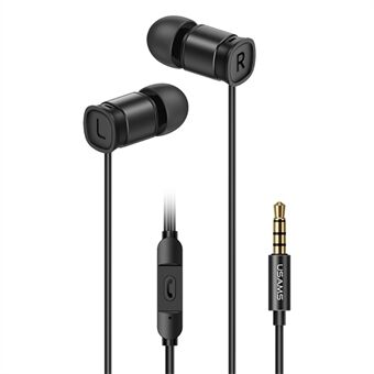 USAMS EP-46 3.5mm In-ear Wired Aluminum Alloy Earphone Headphone with Mic for Mobile Phones and Tablets