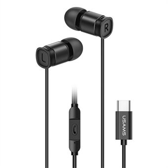 USAMS EP-46 Mini Type-C In-ear Headphone Wired Aluminum Alloy Headset HiFi Sound Earphone with 1.2m Cable