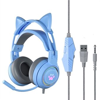 SY-G25 RGB Light Wired Headset Cat Ear-dekorerede hovedtelefoner med støjreducerende mikrofon 3,5 mm gaming-øretelefoner til e-sport