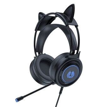 BATXELLENT H28 Cat Ears Design Over-ear hovedtelefon med ledning 7 farve lysskiftende gaming headset
