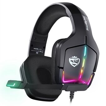 SOULBYTES S12 USB+3,5 mm kablet over-ear gaming-hovedtelefon RGB LED-lys Professionelt E-sportsheadset med justerbar mikrofon