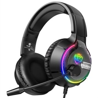 SOUBYTES S19 PC Gaming Hovedtelefon HiFi 3D Sound Headset med ledning med RGB farverigt lys og behageligt hovedbånd