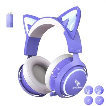 SOMIC GS510 2.4G Trådløs Over-Ear E-sportshovedtelefon Cute Cat Ear RGB LED-lys Musik Gaming Live Headset