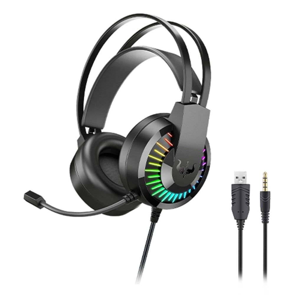 OVLENG GT68 RGB Kablet Gaming Headset Over-Ear E-sports hovedtelefon USB+3,5 mm justerbart headset mikrofon