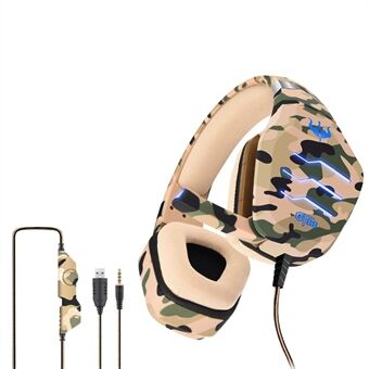 OVLENG GT88 USB+3,5 mm kablet Over-Ear Gaming-hovedtelefon Camouflage Ergonomisk E-sportsheadset med LED-lys