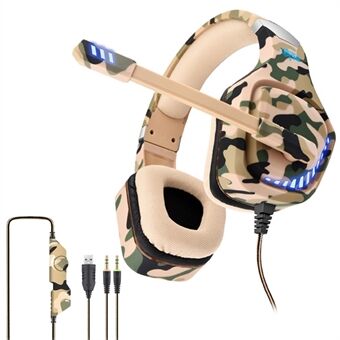 OVLENG GT98 E-sports LED-lysheadset Over-ear Gaming-øretelefon 2x3,5 mm+USB-kablet hovedtelefon med støjreduktionsmikrofon