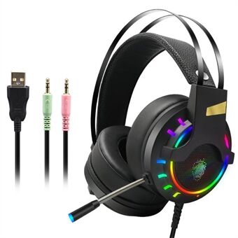 K3 RGB Gaming Headset E-Sports Stereo Sound 3,5 mm Kablet hovedtelefon med mikrofon til bærbare computere, computere