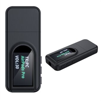 T1 Bluetooth 5.0 modtagersender med skærm Mini USB 3,5 mm lyd trådløs adapter til tv pc bil hovedtelefoner