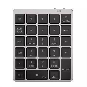 N960 28 taster Genopladeligt Bluetooth Numerisk tastatur Aluminiumslegering Trådløst numerisk tastatur Bærbart tastatur til bærbar pc
