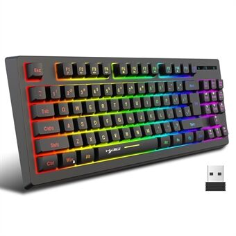 HXSJ L100 2.4G trådløst tastatur 87 taster RGB Light Computer Laptop Gaming Keyboard